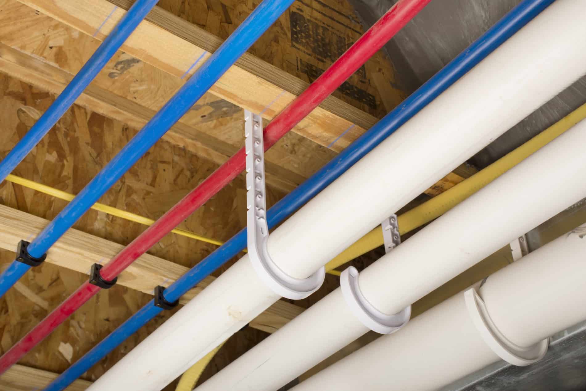 plastic pipes in open ceiling