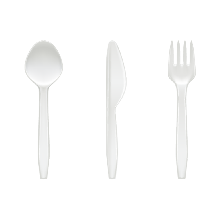 Six months from now, the average person will have consumed 50 plastic utensils (2.5g ea)